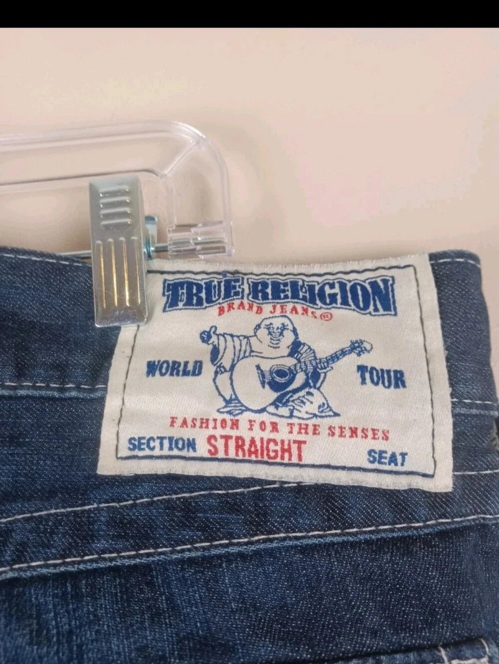 Rare True Religion Straight Flap Jeans Mens 40x35 Thick Stitch Streetwear READ